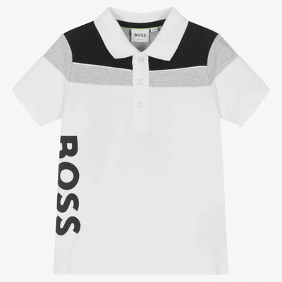 Hugo Boss Kids' Boys White Cotton Polo Shirt