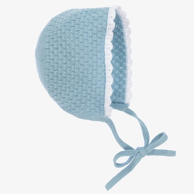 Paz Rodriguez Blue Knit Baby Bonnet