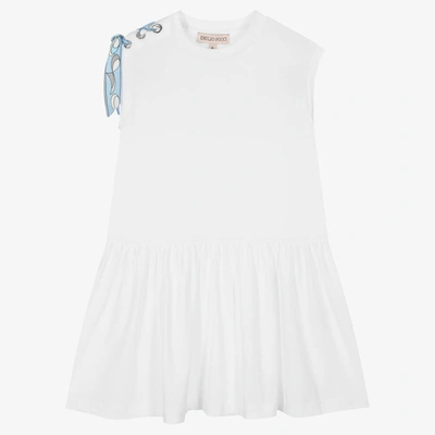 Emilio Pucci Kids' Girls White Organic Cotton T-shirt Dress