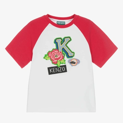 Kenzo Babies'  Kids Girls White & Pink T-shirt