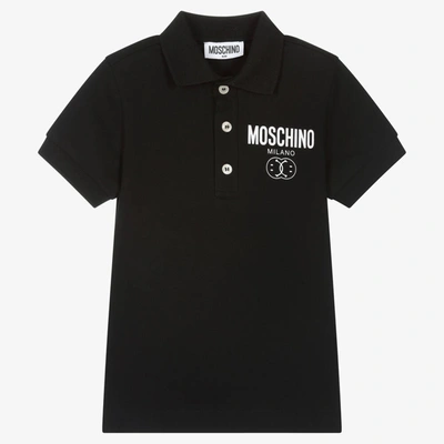 Moschino Kid-teen Babies' Boys Black Double Smiley Polo Shirt