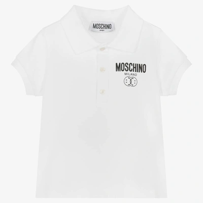 Moschino Baby Baby Boys White Double Smiley Polo Shirt