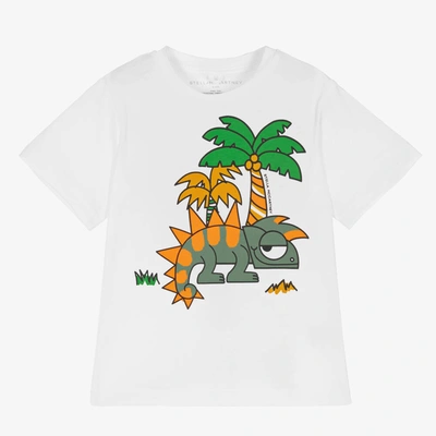 Stella Mccartney Babies'  Kids Boys White Cotton Gecko T-shirt