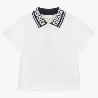 Fendi Baby Boys White Ff Logo Cotton Polo Shirt
