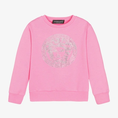 Versace Babies' Girls Pink Crystal Medusa Sweatshirt