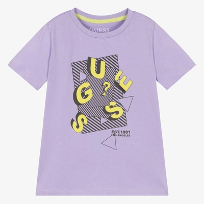 Guess Babies' Boys Purple Cotton Logo T-shirt