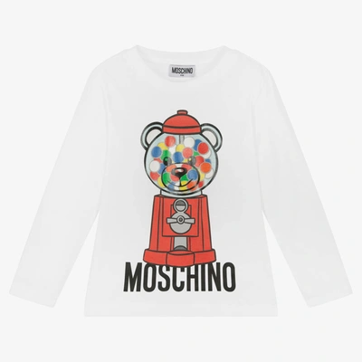 Moschino Kid-teen Babies' White Cotton Teddy Bear Logo Top