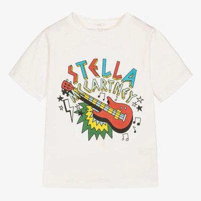 Stella Mccartney Babies'  Kids Boys Ivory Cotton Logo T-shirt