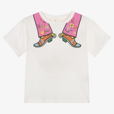 Stella Mccartney Babies'  Kids Girls Ivory Cotton T-shirt