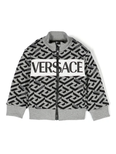 Versace Babies' Boys Grey Greca Zip Up Top