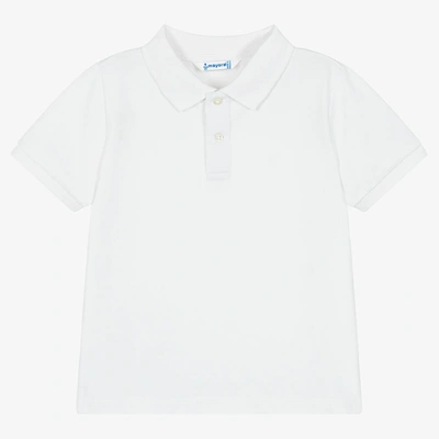 Mayoral Kids' Boys White Cotton Piqué Polo Shirt