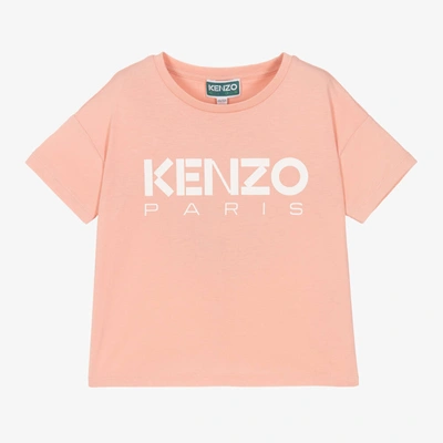 Kenzo Babies' Girls Pink Cotton Logo T-shirt