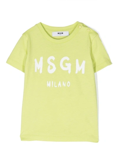 Msgm Babies' Logo-print T-shirt In Green