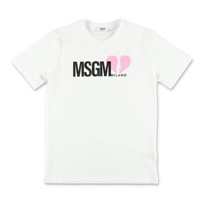 Msgm Babies' Girls White Cotton Logo T-shirt