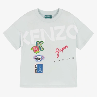 Kenzo Babies' Girls Blue Cotton Logo T-shirt
