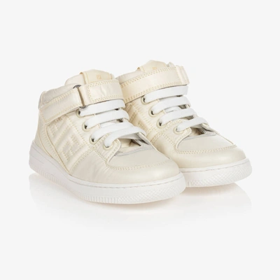 Fendi Ivory Faux Leather High-top Trainers