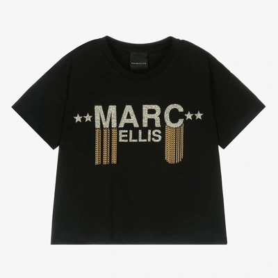 Marc Ellis Kids' Girls Black & Gold Chain Logo T-shirt