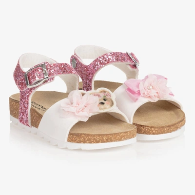 Monnalisa Kids' Girls Pink Glitter Teddy Sandals