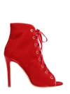 Dei Mille Lace Up Stiletto Boots In Red