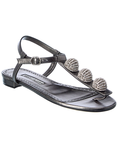 Manolo Blahnik 'hobela' Flip-flop Sandals In Silver