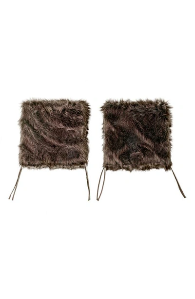 Luxe Laredo Set Of 2 Faux Fur Seat Cushions In Chocolate