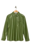 Weworewhat Faux Leather Overshirt In Basil