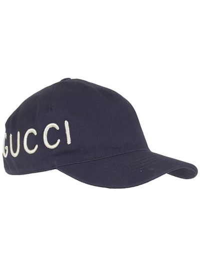Gucci Embroidered Baseball Hat In Blu
