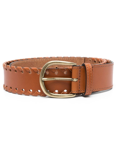 Isabel Marant Brown Whipstitch Leather Belt