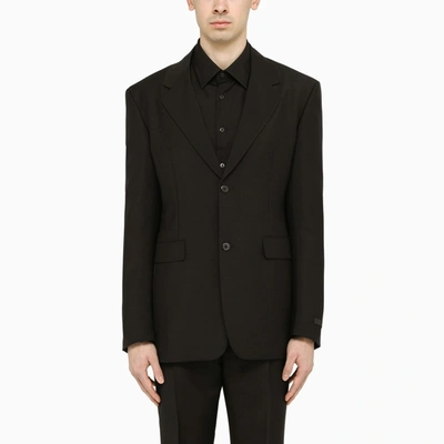 Prada Single-breasted Mohair Wool Jacket In Black