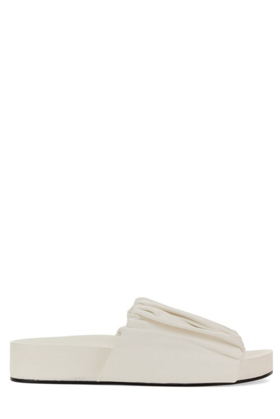 Jil Sander White Oversized Ruched Sandals In 100 Optic White