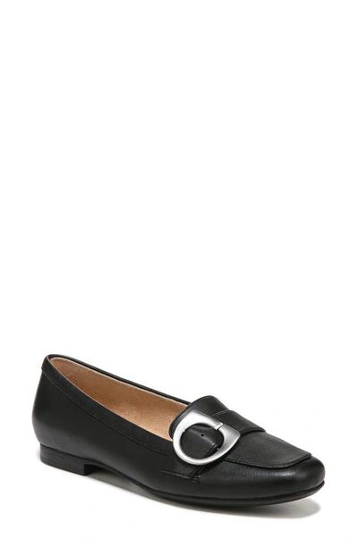 Naturalizer Kayden Buckle Loafer In Black Smooth Synthetic