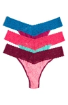 Hanky Panky Stretch Lace Thong Panties In Pink Multi