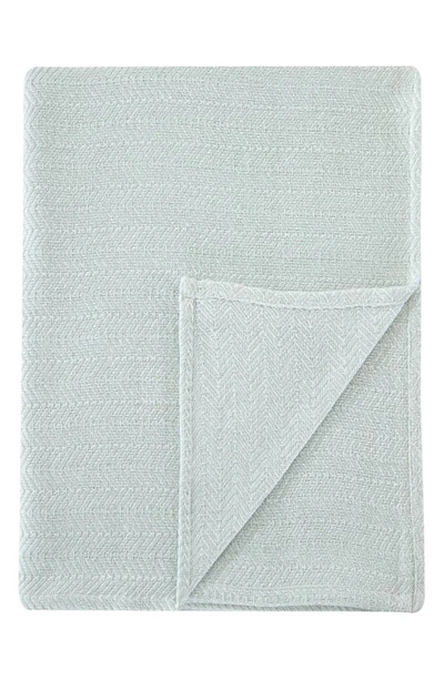 Melange Home Cotton Herringbone Blanket In Light Grey