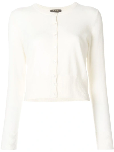 N•peal Cashmere Round Neck Cardigan In Neutrals