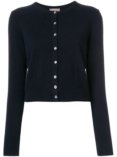 N•peal Cashmere Round Neck Cardigan In Blue