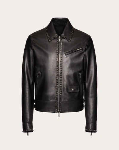 Valentino Leather Jacket With Black Untitled Studs