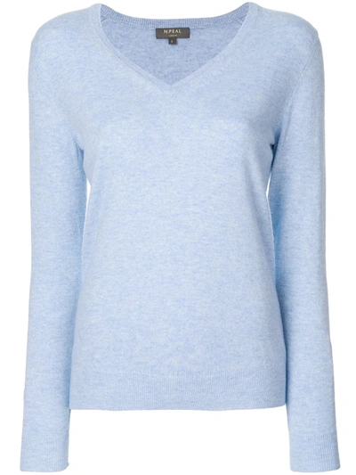 N.peal Cashmere V-neck Jumper In Blue