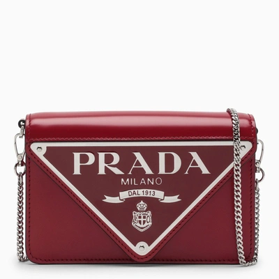 Prada Red Brushed Leather Shoulder Bag