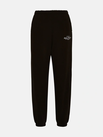 Sporty And Rich Black Cotton Jogging Trousers In Brown