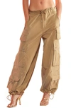Cynthia Rowley Wide-leg Tapered Cargo Trousers In Khaki