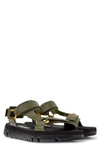 Camper Oruga Touch-strap Sandals In Green/ Black