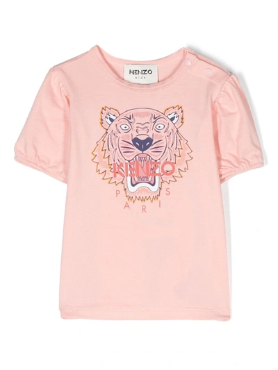 Kenzo Babies' Tiger Head-motif Cotton T-shirt In Pink