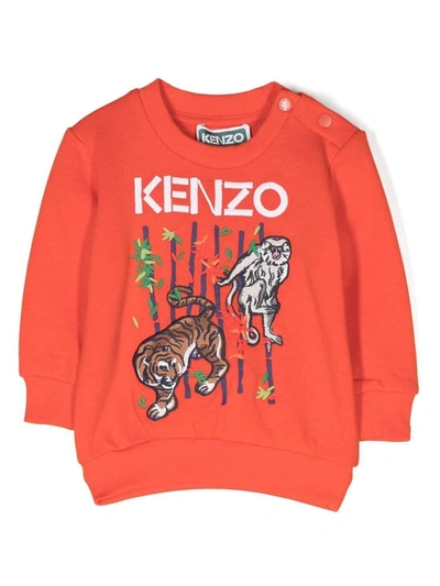 Kenzo Babies' Cotton Logo-print Sweatshirt In Orange