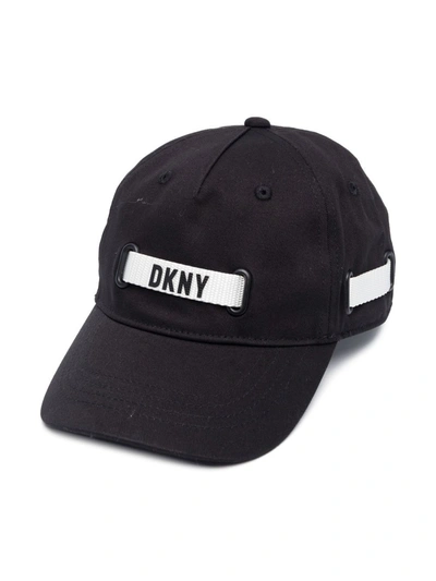 Dkny Kids' Cotton Logo-print Cap In Black