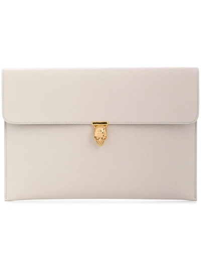 Alexander Mcqueen Skull Flap Clutch - Neutrals