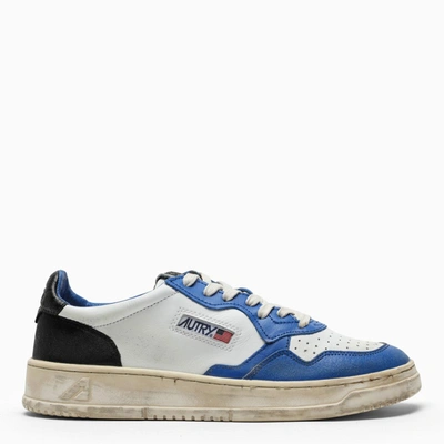Autry Medalist Super Vintager Sneakers In White/blue/black Leather