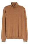 Nordstrom Washable Merino Wool Turtleneck In Brown Bear Heather