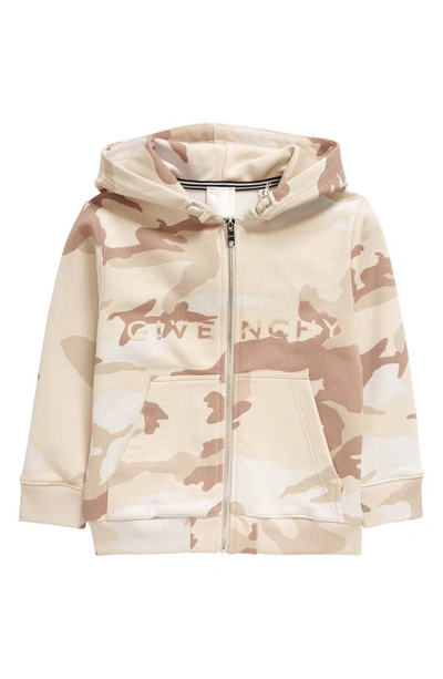Givenchy Kids' Camouflage-print Zip-up Hoodie In Neutrals