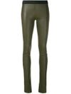 Drome Fitted Leather Leggings In Green