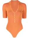 Jacquemus Yauco Ribbed-knit Bodysuit In Orange